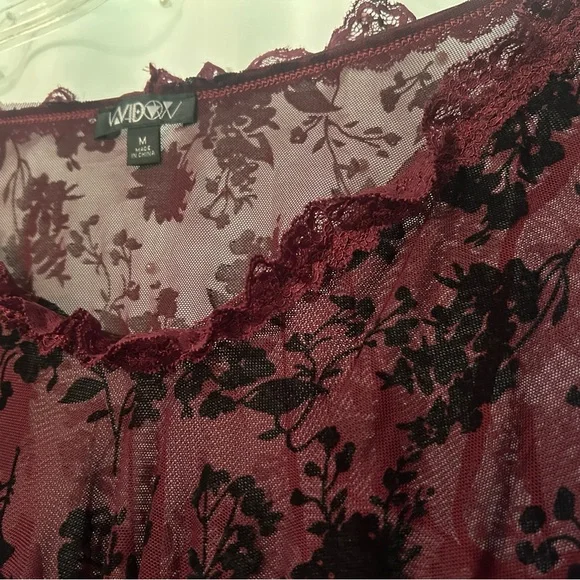 Bodysuit With Lace Detail Dark Burgundy WORN ONCE - Picture 8 of 12